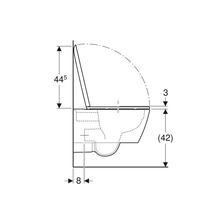 Geberit iCon Square mélyöblítésű fali WC szett 54 cm, zárt forma, Rimfree, gyorskioldós, lecsapódásgátlós WC-ülőkével 50