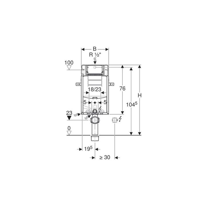 Geberit Kombifix fali WC szerelőelem, 108 cm, Sigma 12 cm-es falsík alatti öblítőtartállyal 110.300.00.5