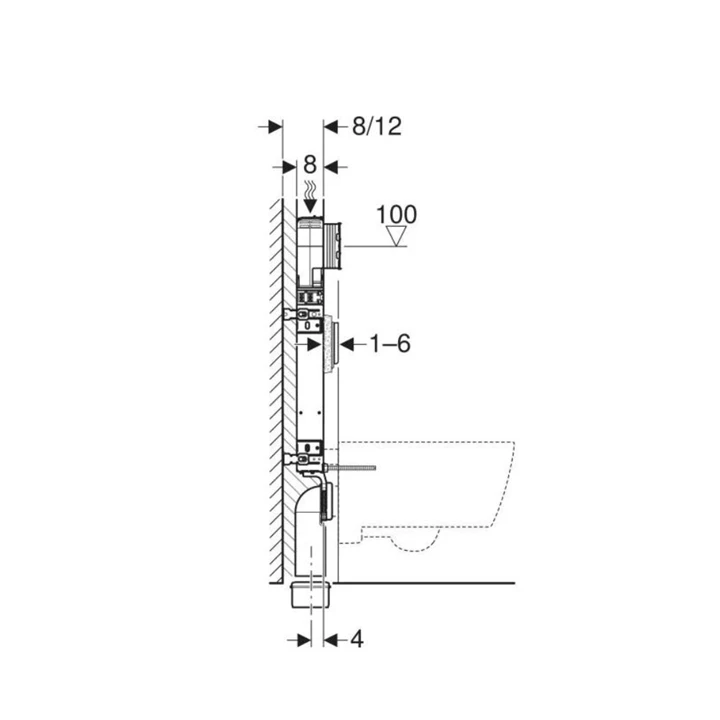 Geberit Kombifix fali WC szerelőelem, 109 cm, Sigma 8 cm-es falsík alatti öblítőtartállyal 110.792.00.1 Geberit Kombifix fali WC szerelőelem, 109 cm, Sigma 8 cm-es falsík alatti öblítőtartállyal 110.792.00.1