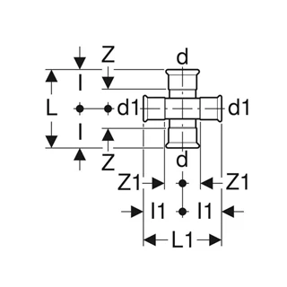 Geberit Mapress szénacél szűkített kereszt idom, hornyolt, d22/15 21506 Geberit Mapress szénacél szűkített kereszt idom, hornyolt, d22/15 21506