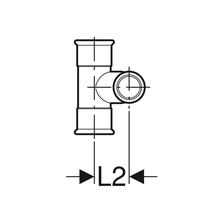 Geberit Mapress szénacél szűkített kereszt idom, hornyolt, d28/15 21507