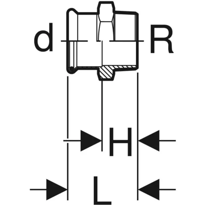 Geberit Mapress szénacél KM átmeneti idom, d42, R1 1/4" 21721
