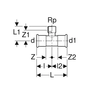 Geberit Mapress szénacél BM T-idom, d76.1, Rp3/4", d76.1 21326