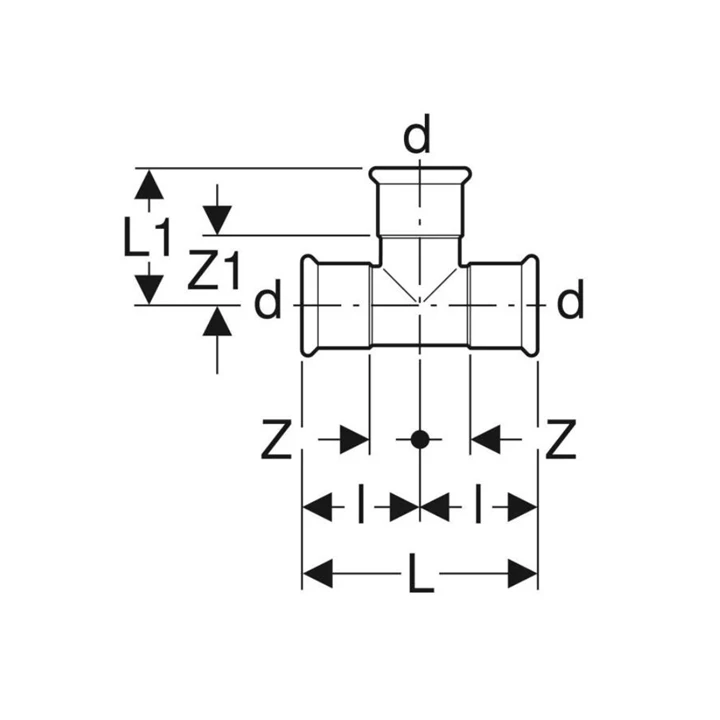 Geberit Mapress szénacél egál T-idom, d88.9 21010