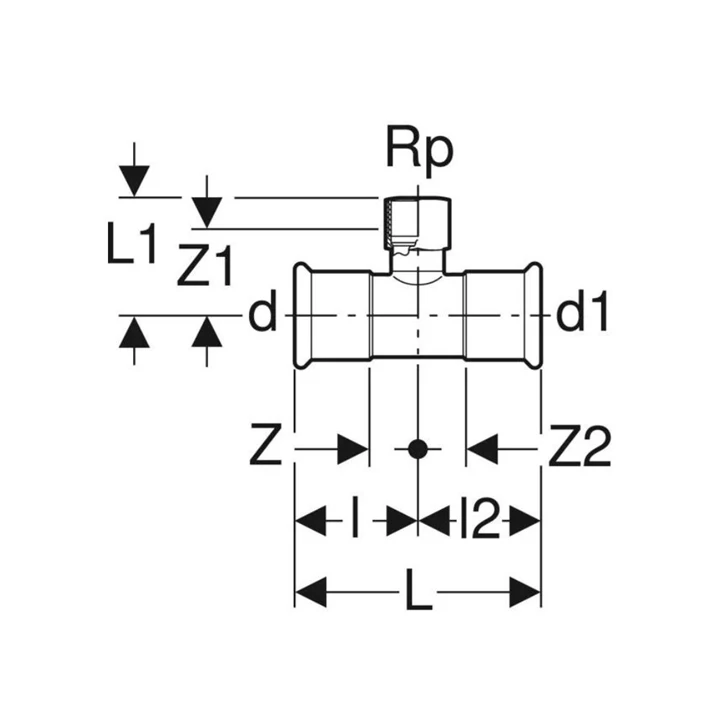Geberit Mapress rozsdamentes acél BM T-idom, d35, Rp1/2", d35 31312