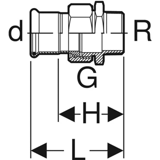 Geberit Mapress rozsdamentes acél KM átmeneti csatlakozó, acél hollandi, d35, R1 1/4", G1 1/2" 35368