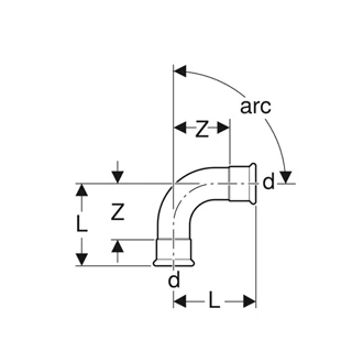 Geberit Mapress rozsdamentes acél ívidom, 90°, d42 31107