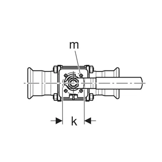 Geberit Mapress rozsdamentes acél golyóscsap, karos, karimás, 1.4401, d54 92106 Geberit Mapress rozsdamentes acél golyóscsap, karos, karimás, 1.4401, d54 92106