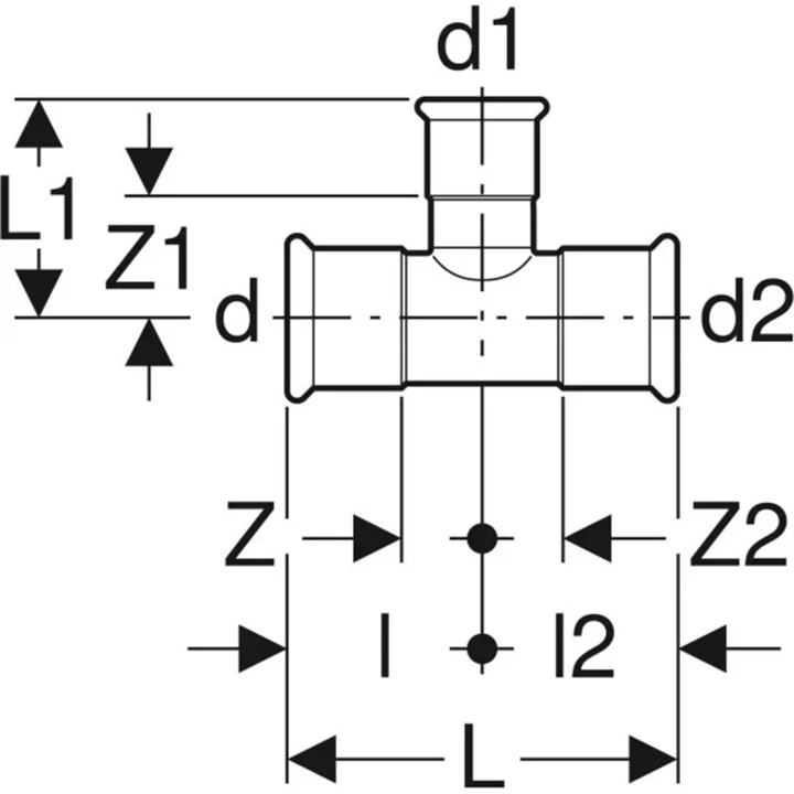 Geberit Mapress rozsdamentes acél szűkített T-idom, d76.1/54/76.1 31233 Geberit Mapress rozsdamentes acél szűkített T-idom, d76.1/54/76.1 31233