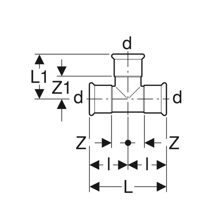Geberit Mapress rozsdamentes acél egál T-idom, d76.1 31009 Geberit Mapress rozsdamentes acél egál T-idom, d76.1 31009