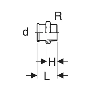 Geberit Mapress Therm rozsdamentes acél KM átmeneti idom, d42, R 1 1/2 ", ivóvízhez nem alkalmas 41710