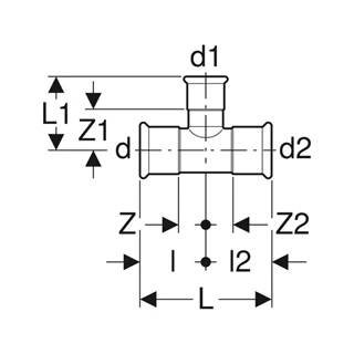 Geberit Mapress Therm rozsdamentes acél szűkített T-idom, d54/42/54, ivóvízhez nem alkalmas 41226