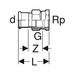 Geberit Mapress Therm rozsdamentes acél BM átmeneti csatlakozó idom, d54, Rp 2 ", ivóvízhez nem alkalmas 45409