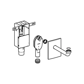Geberit falsík alatti szifon mosdóhoz, beépítő készlettel, hátsó kifolyású, d50-56/32mm, G1 1/4", alpin fehér 151.120.11