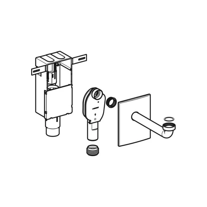Geberit falsík alatti szifon mosdóhoz, beépítő készlettel, hátsó kifolyású, d50-56/32mm, G1 1/4", alpin fehér 151.120.11