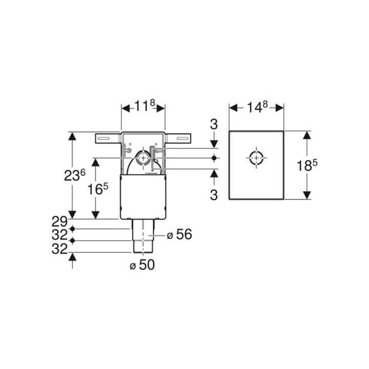Geberit falsík alatti szifon mosdóhoz, beépítő készlettel, hátsó kifolyású, d50-56/32mm, G1 1/4", alpin fehér 151.120.11