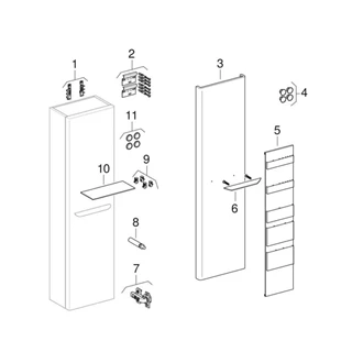 Geberit myDay magas szekrény egy ajtóval, 40x150x27.5cm, magasfényű lakkozott tóp 824001000