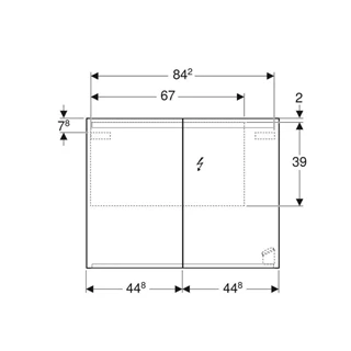 Geberit Option tükrös szekrény világítással, 90x70x15cm, kívül tükör/ajtók 500.583.00.1