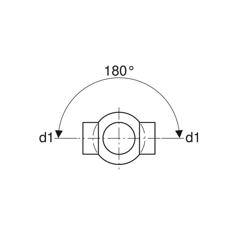 Geberit PE 88,5°-os kettős gömbelágazó idom, csatlakozók 180°-os szögben, d125/110 368.285.16.1