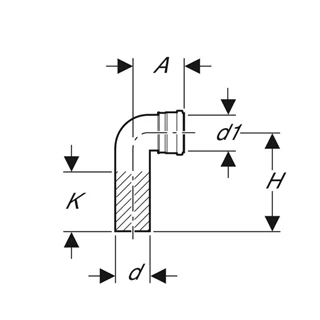 Geberit PE 90°-os csatlakozókönyök fali WC-hez, d90/90 366.061.16.1