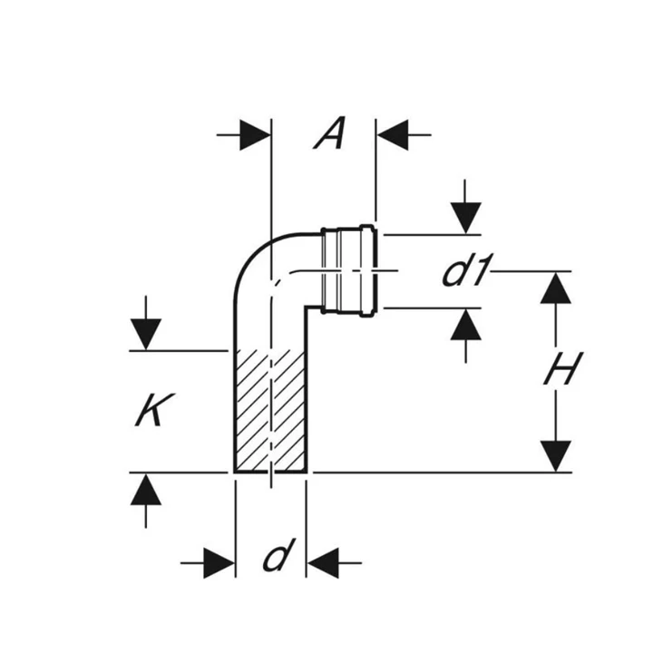 Geberit PE 90°-os csatlakozókönyök fali WC-hez, d90/90 366.061.16.1