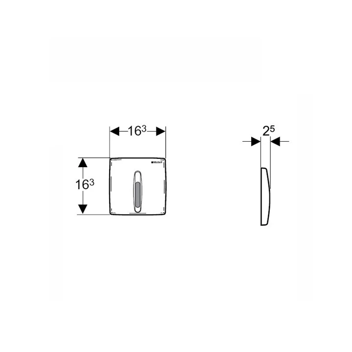 Geberit vizeldevezérlés elektronikus működtetéssel, hálózati, műanyag takarólap, Basic, matt króm 115.817.46.5