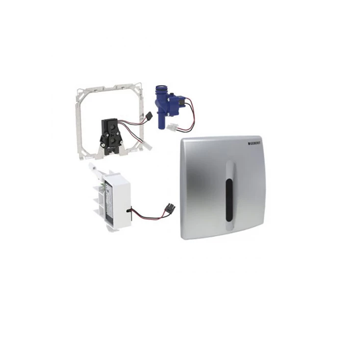 Geberit vizeldevezérlés elektronikus működtetéssel, hálózati, műanyag takarólap, Basic, matt króm 115.817.46.5