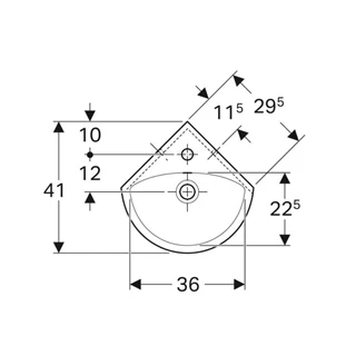 Geberit Selnova sarok kézmosó, 41.4x16.4x41.2cm, csaplyuk középen, túlfolyóval 500.326.01.1 Geberit Selnova sarok kézmosó, 41.4x16.4x41.2cm, csaplyuk középen, túlfolyóval 500.326.01.1