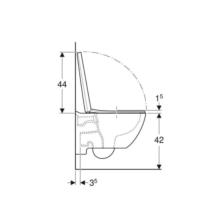 Geberit Selnova Square fali WC mélyöblítésű készlet, Premium, részben zárt forma, WC-ülőkével gyorskioldós, lecsapódásg.