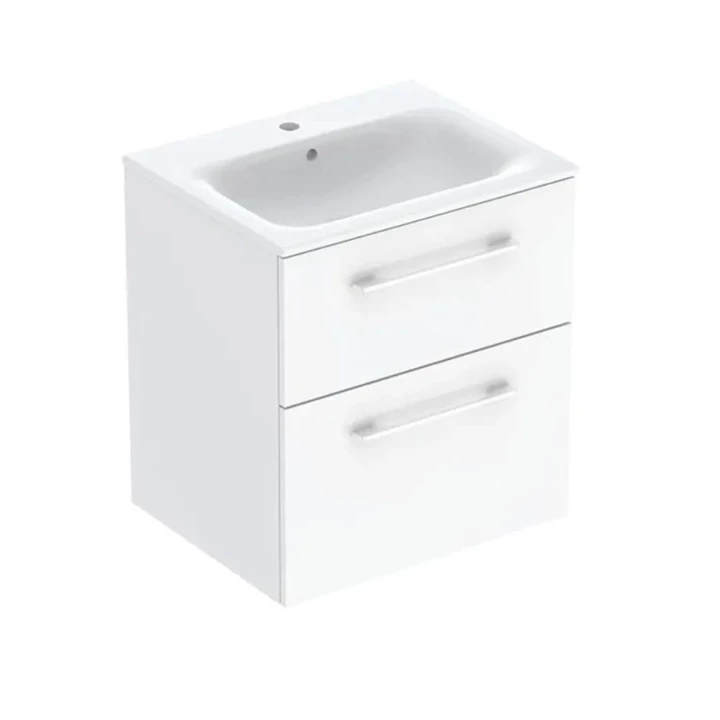 Geberit Selnova Square mosdószekrény mosdóval, 53,8x50,2cm, túlfolyó, magasfényű lakkozott fehér 501.232.00.1 Geberit Selnova Square mosdószekrény mosdóval, 53,8x50,2cm, túlfolyó, magasfényű lakkozott fehér 501.232.00.1