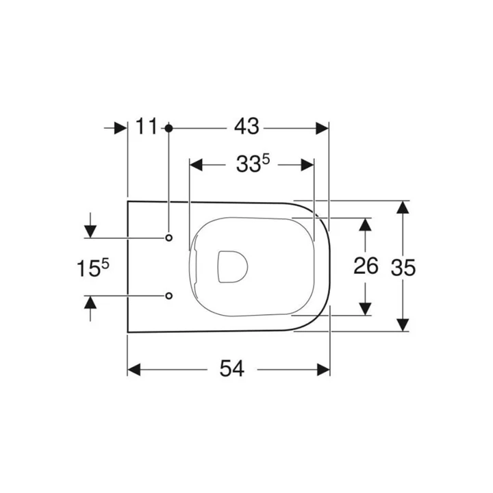 Geberit Selnova Square fali WC, mélyöblítésű, részben zárt forma, Rimfree, 54cm 501.546.01.1