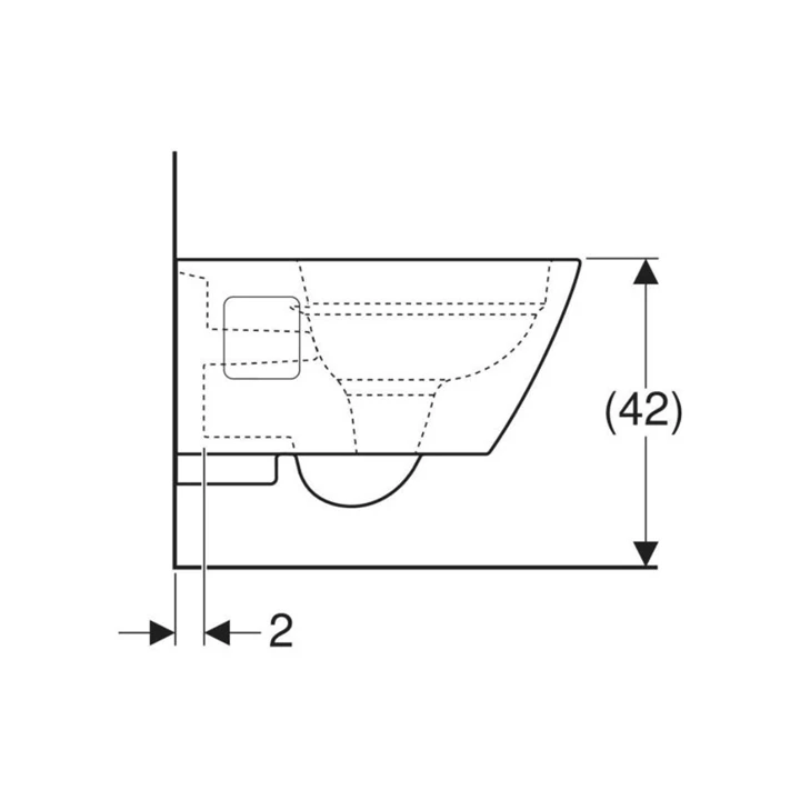 Geberit Selnova Square fali WC, mélyöblítésű, részben zárt forma, Rimfree, 54cm 501.546.01.1