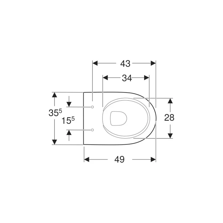 Geberit Selnova Compact fali WC, mélyöblítésű, rövidített, zárt forma, Rimfree, 49cm 500.377.01.2