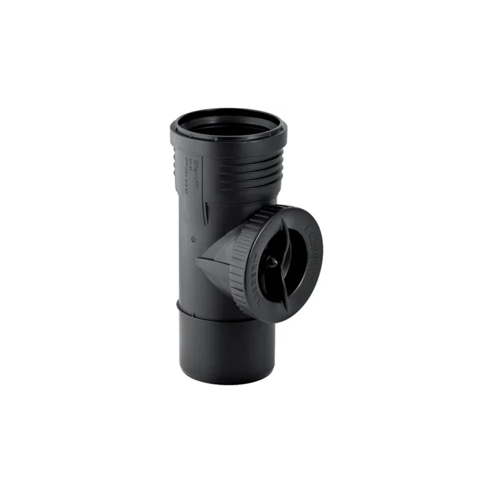 Geberit Silent-PP 90°-os tisztítóidom, kerek lecsavarható kupakkal, d110 390.527.14.1