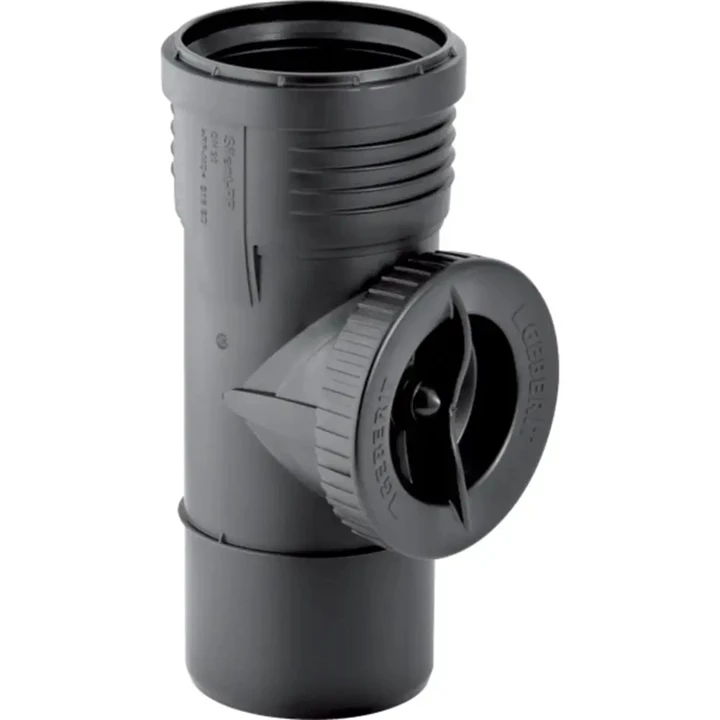 Geberit Silent-PP 90°-os tisztítóidom, kerek lecsavarható kupakkal, d75 390.327.14.1