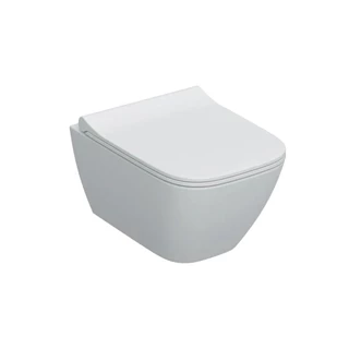 Geberit Smyle Square mélyöblítésű fali WC készlet 49 cm, zárt forma, Rimfree, lecsapódásgátlós, gyorskioldós WC-ülőkével