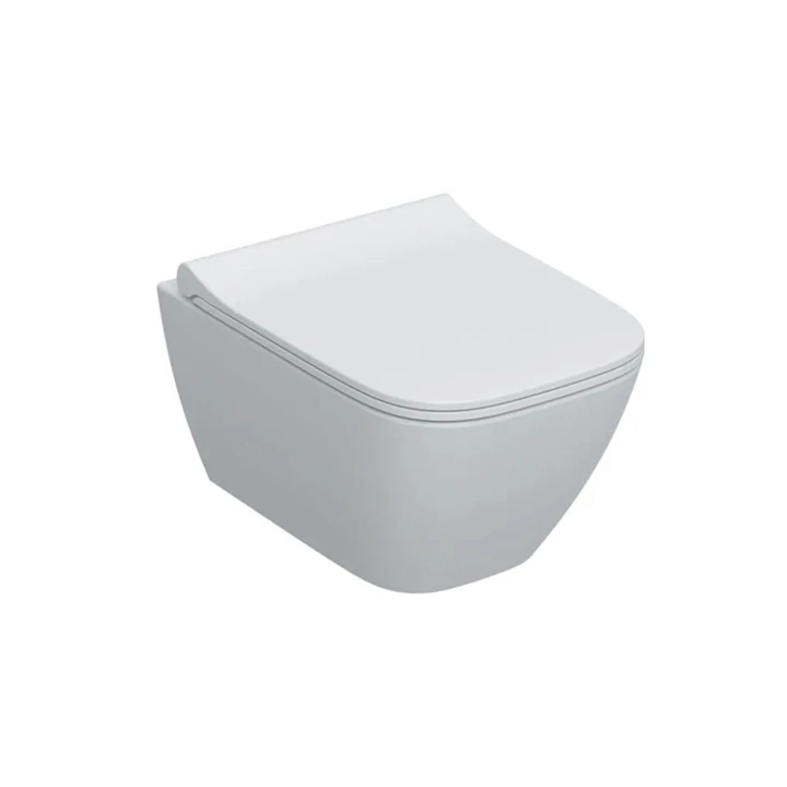 Geberit Smyle Square mélyöblítésű fali WC készlet 49 cm, zárt forma, Rimfree, lecsapódásgátlós, gyorskioldós WC-ülőkével