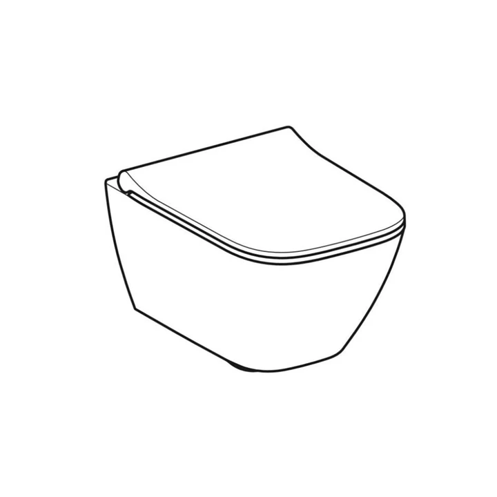 Geberit Smyle Square mélyöblítésű fali WC készlet 49 cm, zárt forma, Rimfree, lecsapódásgátlós, gyorskioldós WC-ülőkével