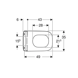 Geberit Smyle Square mélyöblítésű fali WC készlet 49 cm, zárt forma, Rimfree, lecsapódásgátlós, gyorskioldós WC-ülőkével