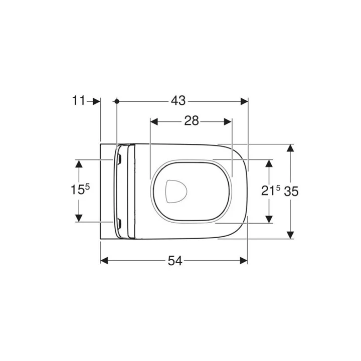 Geberit Smyle Square mélyöblítésű fali WC szett 54 cm, zárt forma, Rimfree, lecsapódásgátlós, gyorskioldós WC-ülőkével 5