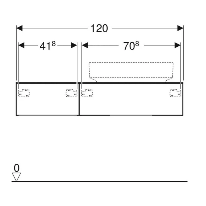 Geberit VariForm alsó szekrény pultra ültethető mosdóhoz, két fiókkal, pakolófelülettel, bűzzárral 501.175.00.1 Geberit VariForm alsó szekrény pultra ültethető mosdóhoz, két fiókkal, pakolófelülettel, bűzzárral 501.175.00.1