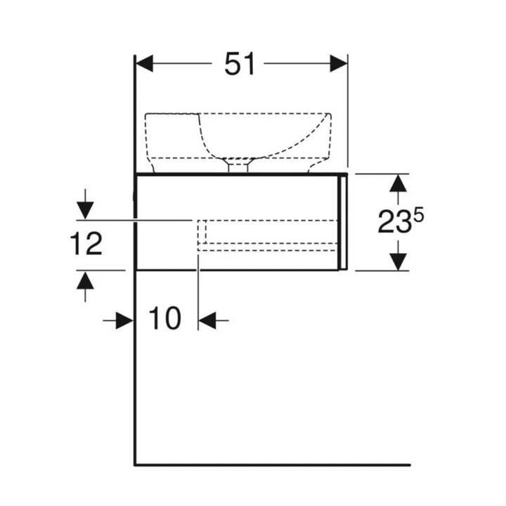 Geberit VariForm alsó szekrény pultra ültethető mosdóhoz, két fiókkal, pakolófelülettel, bűzzárral 501.175.00.1 Geberit VariForm alsó szekrény pultra ültethető mosdóhoz, két fiókkal, pakolófelülettel, bűzzárral 501.175.00.1