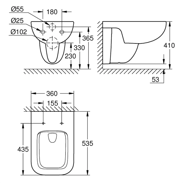 Grohe BauEdge fali WC, alpin fehér, rimless, mélyöblítésű 39809000 Grohe BauEdge fali WC, alpin fehér, rimless, mélyöblítésű 39809000
