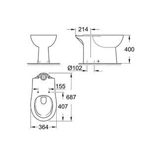 Grohe Bau Ceramic perem nélküli álló wc 39429000