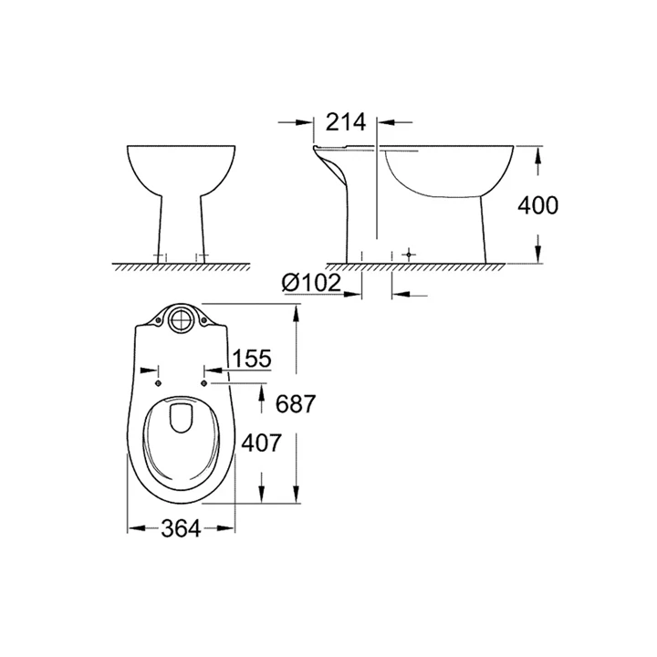 Grohe Bau Ceramic perem nélküli álló wc 39429000