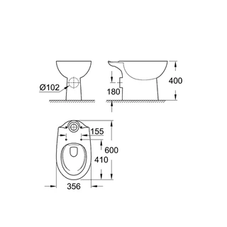 Grohe Bau Ceramic perem nélküli álló wc 39349000