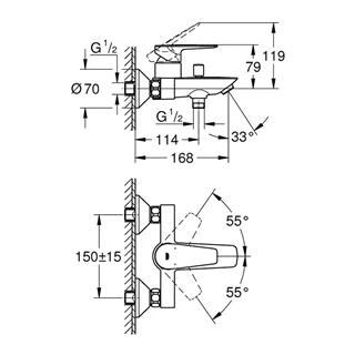 Grohe BauEdge egykaros kád csaptelep 23604001