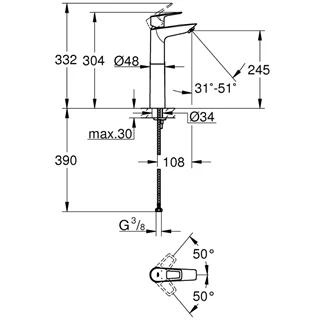 Grohe BauLoop egykaros mosdócsaptelep XL 23764001 Grohe BauLoop egykaros mosdócsaptelep XL 23764001