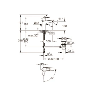 Grohe BauLoop egykaros mosdó csaptelep M-es méret automata leeresztővel 23887001 Grohe BauLoop egykaros mosdó csaptelep M-es méret automata leeresztővel 23887001