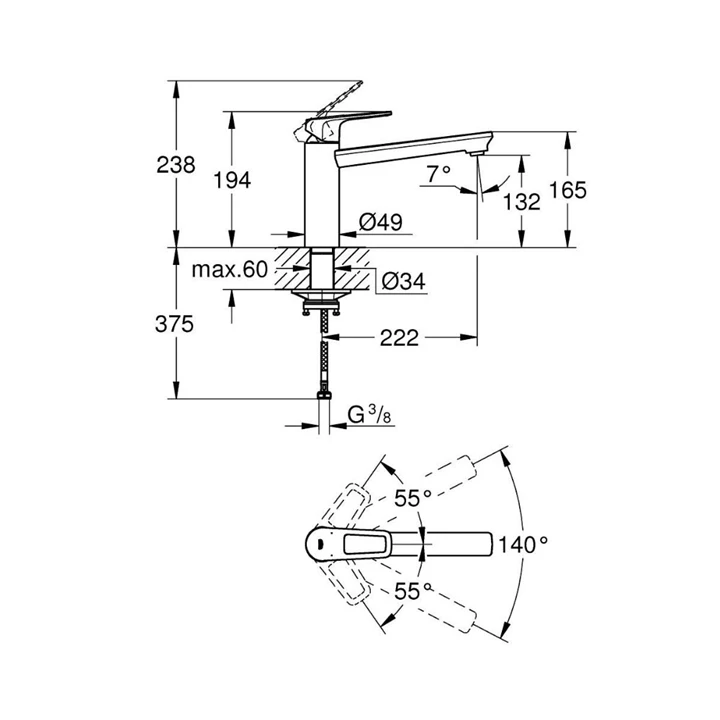 Grohe BauLoop egykaros mosogatócsaptelep 31706000 Grohe BauLoop egykaros mosogatócsaptelep 31706000